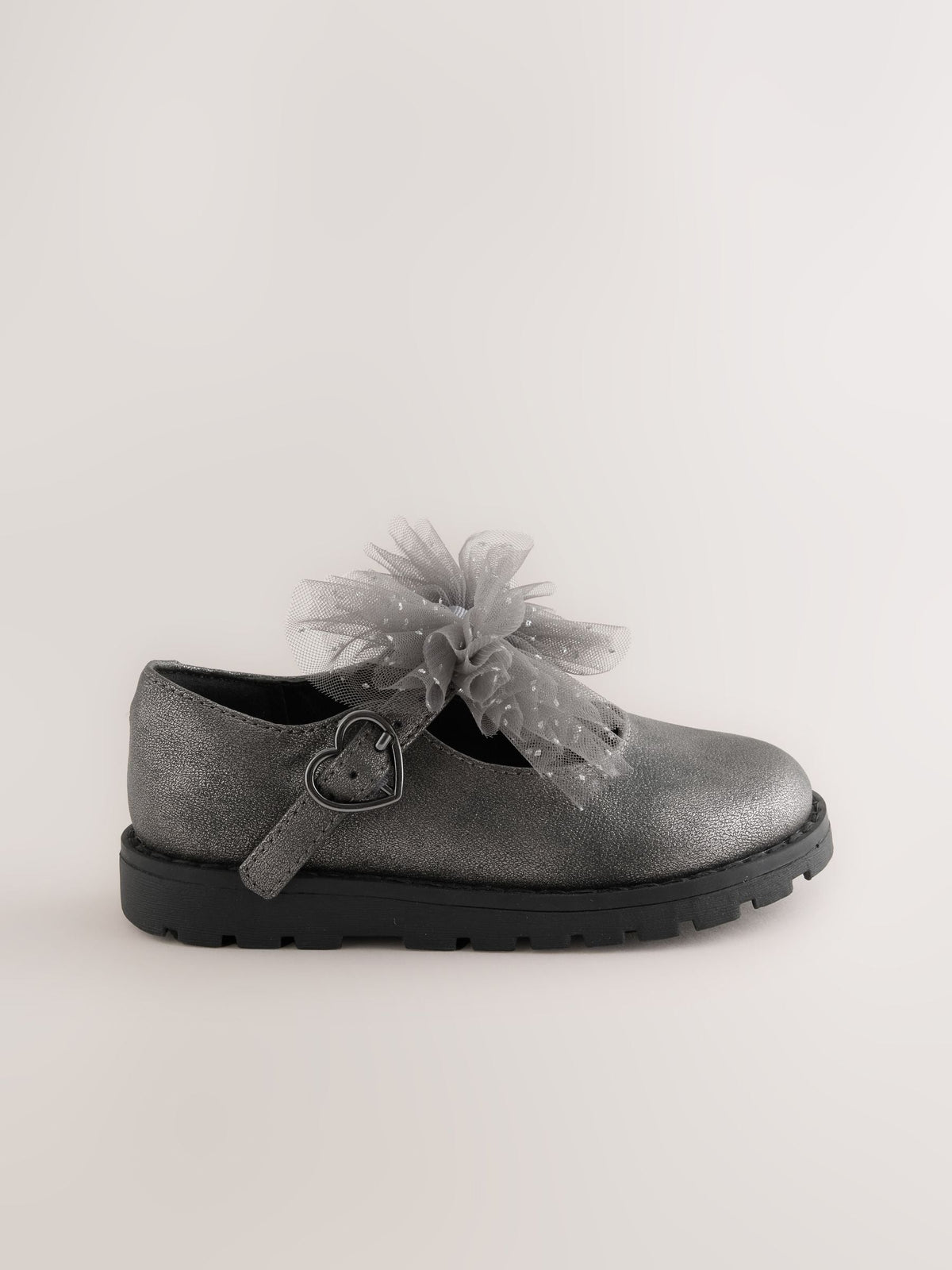 Dsiney Kidz - Pewter Silver Shimmer Wide Fit (G) Chunky Bow Mary Jane Shoes image 2