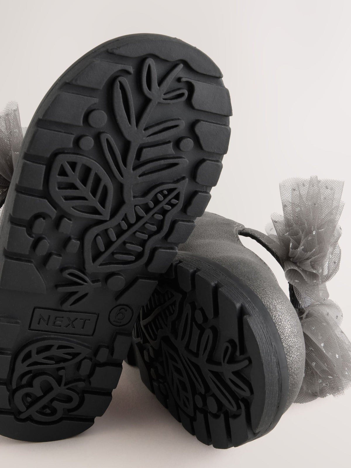 Dsiney Kidz - Pewter Silver Shimmer Wide Fit (G) Chunky Bow Mary Jane Shoes image 5