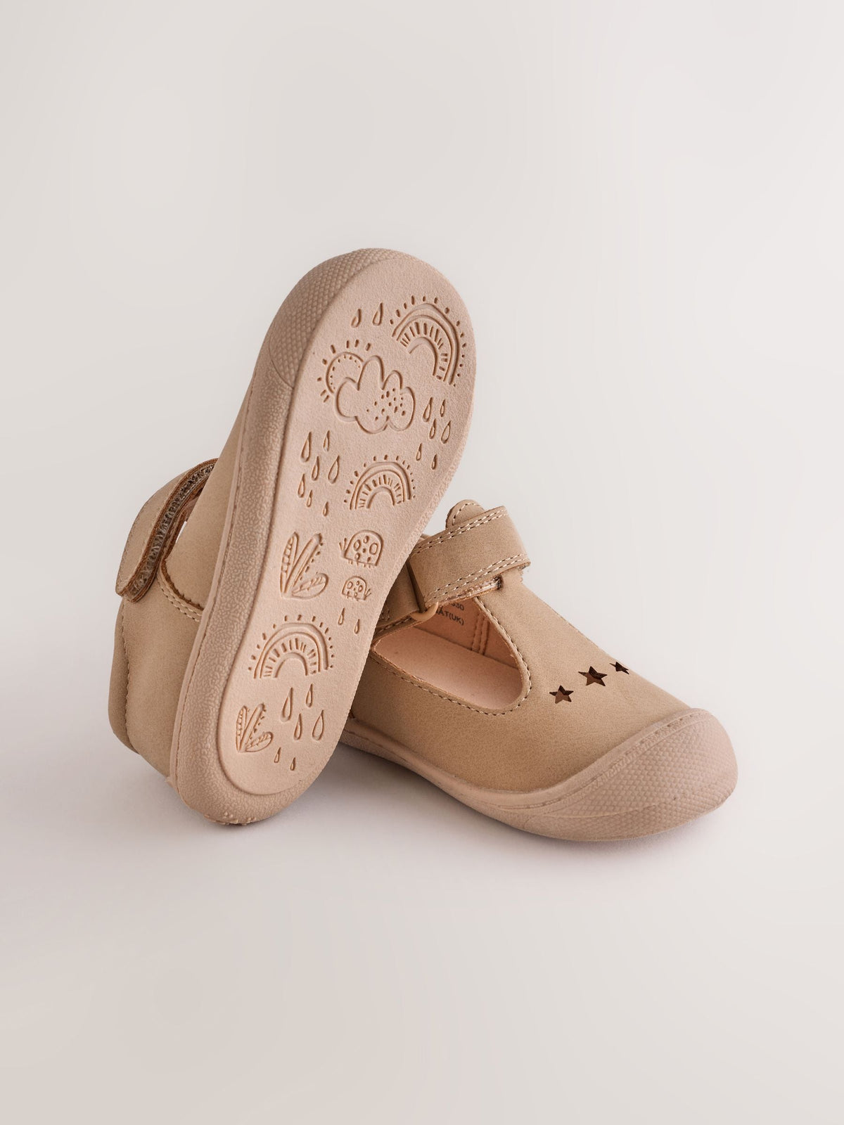 Dsiney Kidz - Tan Brown Wide Fit (G) Crawler T-Bar Shoes image 3