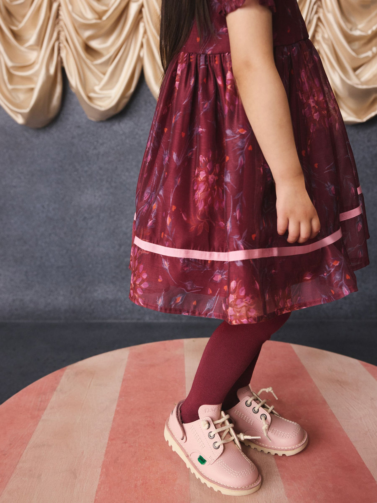 Dsiney Kidz - Burgundy Floral Embroidered Collar Puff Sleeve Occasion Dress (3mths-8yrs) image 10