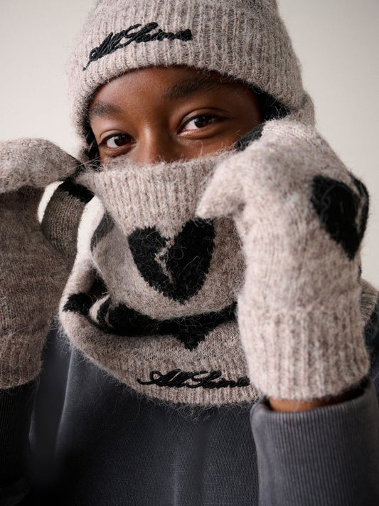 smALLSAINTS Taupe Knitted Heart Motif Snood - image 2