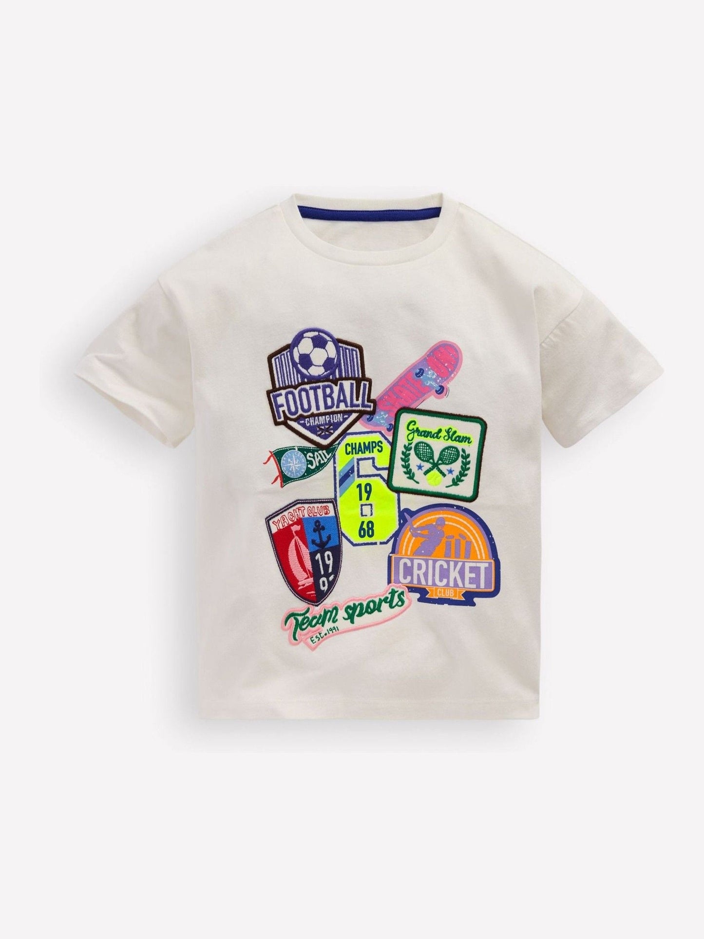 Boden Cream Short Sleeve Badge T-Shirt image 1