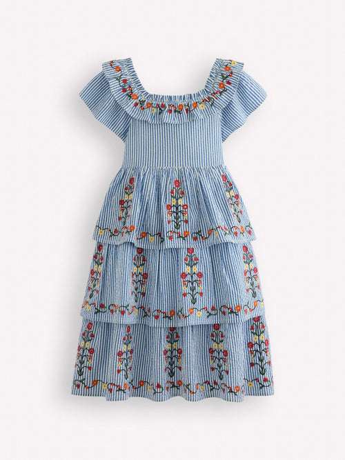 Dsiney Kidz - Boden Blue Tiered Ruffle Woven Dress image 1