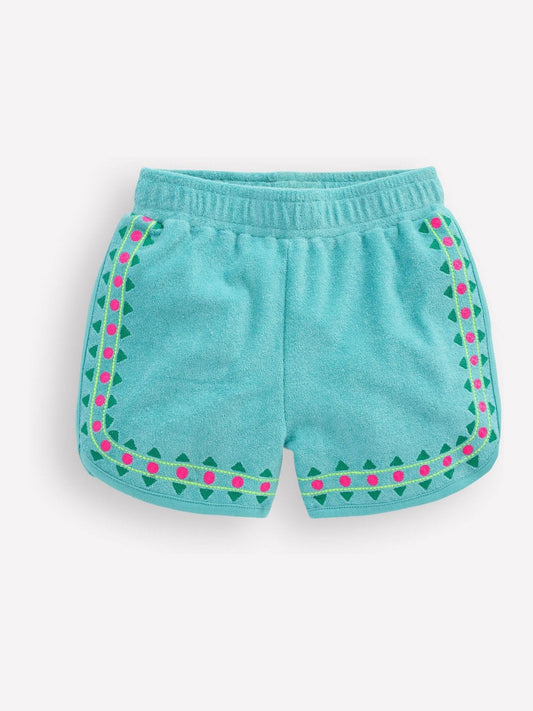 Boden Blue Towelling Embroidered Shorts image 1