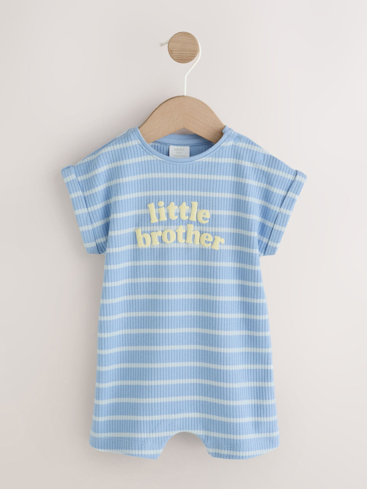Blue 'Little Brother' Jersey Baby Romper - image 1