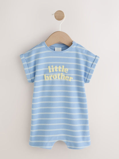 Blue 'Little Brother' Jersey Baby Romper - image 1