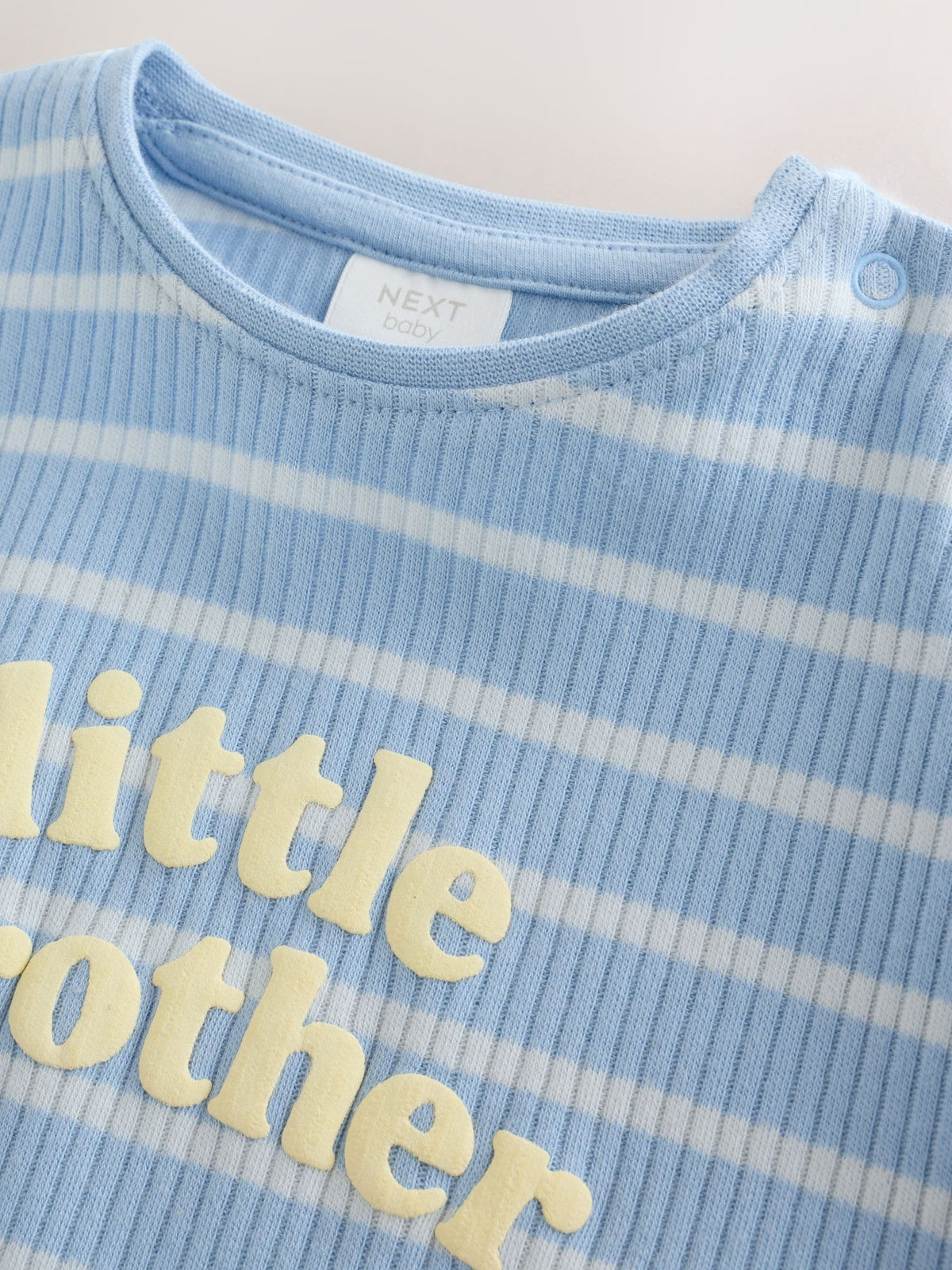 Blue 'Little Brother' Jersey Baby Romper - image 3