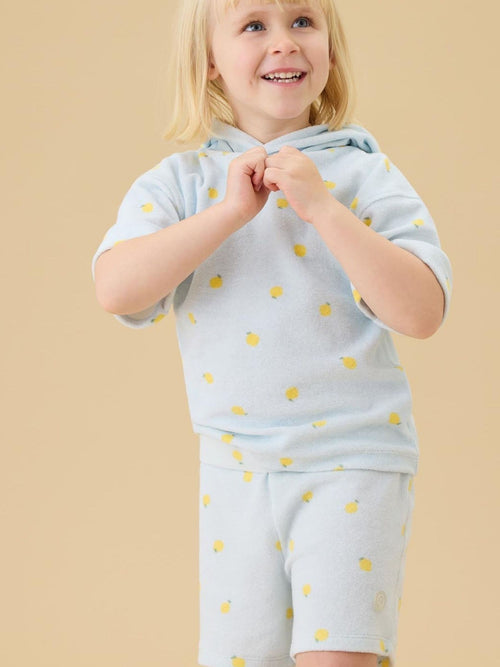 MORI Blue Lemon Print Soft Towelling Beach Shorts image 1