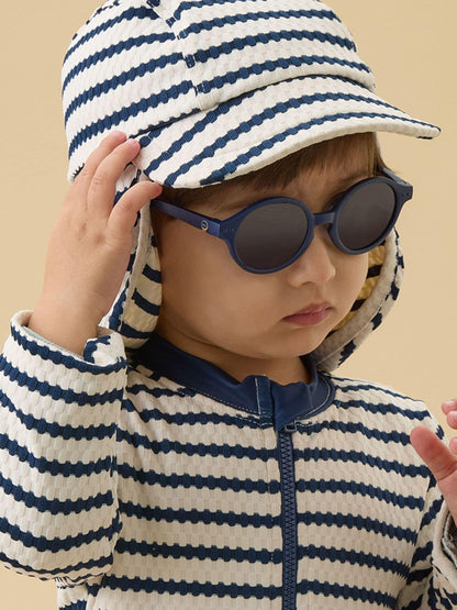 MORI Dark Blue Stripe Sun & Swim Hat with Neck Protection image 2