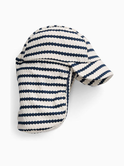 MORI Dark Blue Stripe Sun & Swim Hat with Neck Protection image 3