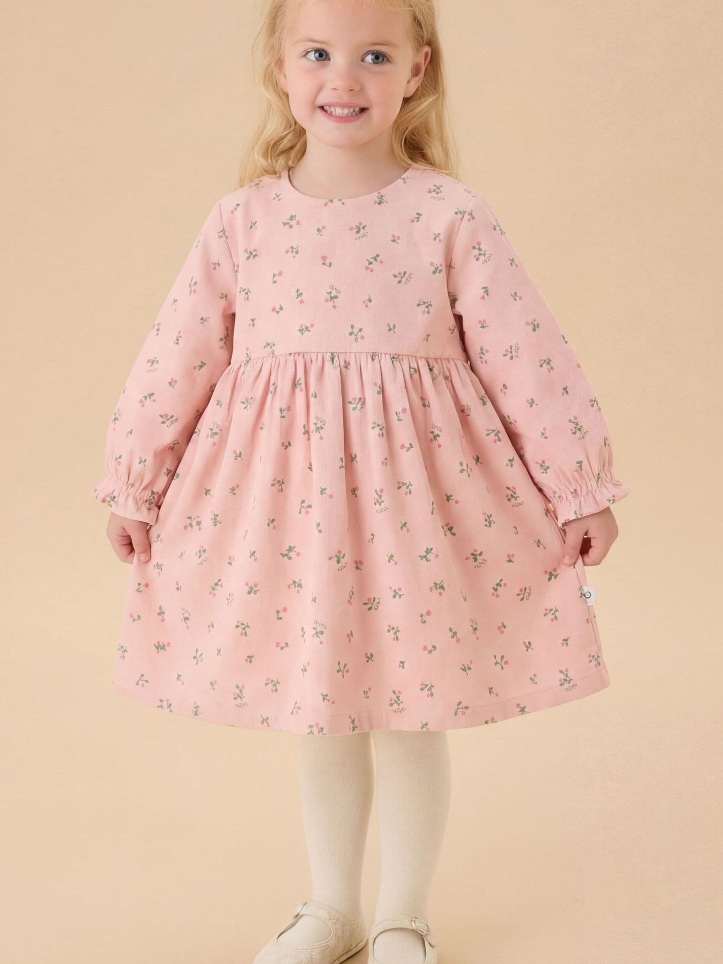 MORI Pink Frilled Soft Cotton Corduroy Dress image 1