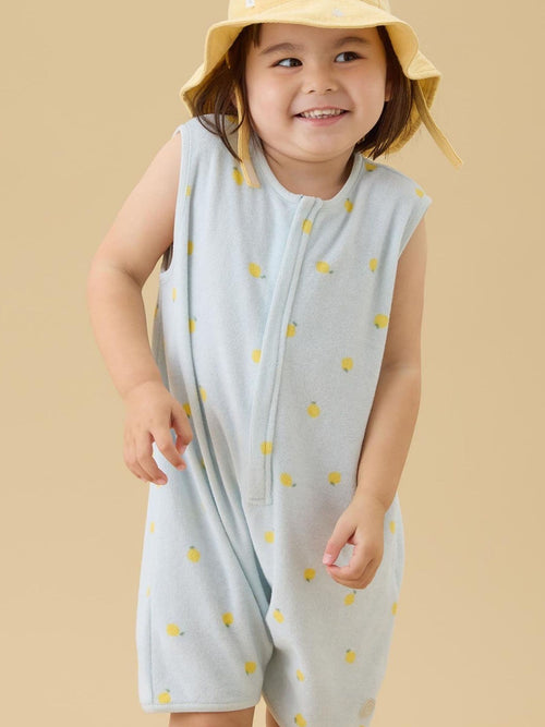 MORI Blue Lemon Print Soft Towelling Romper image 1
