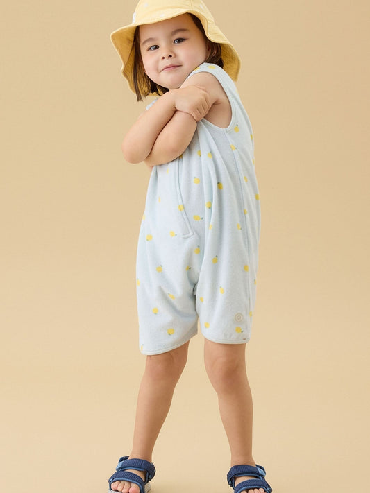 MORI Blue Lemon Print Soft Towelling Romper image 2