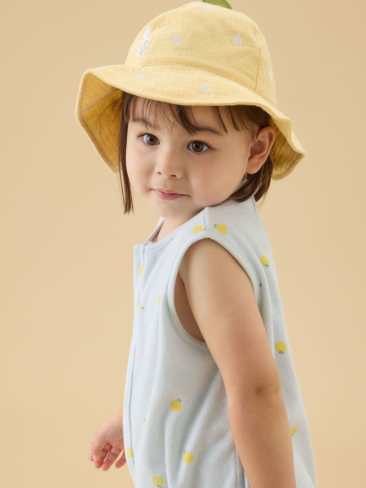 MORI Blue Lemon Print Soft Towelling Romper image 3