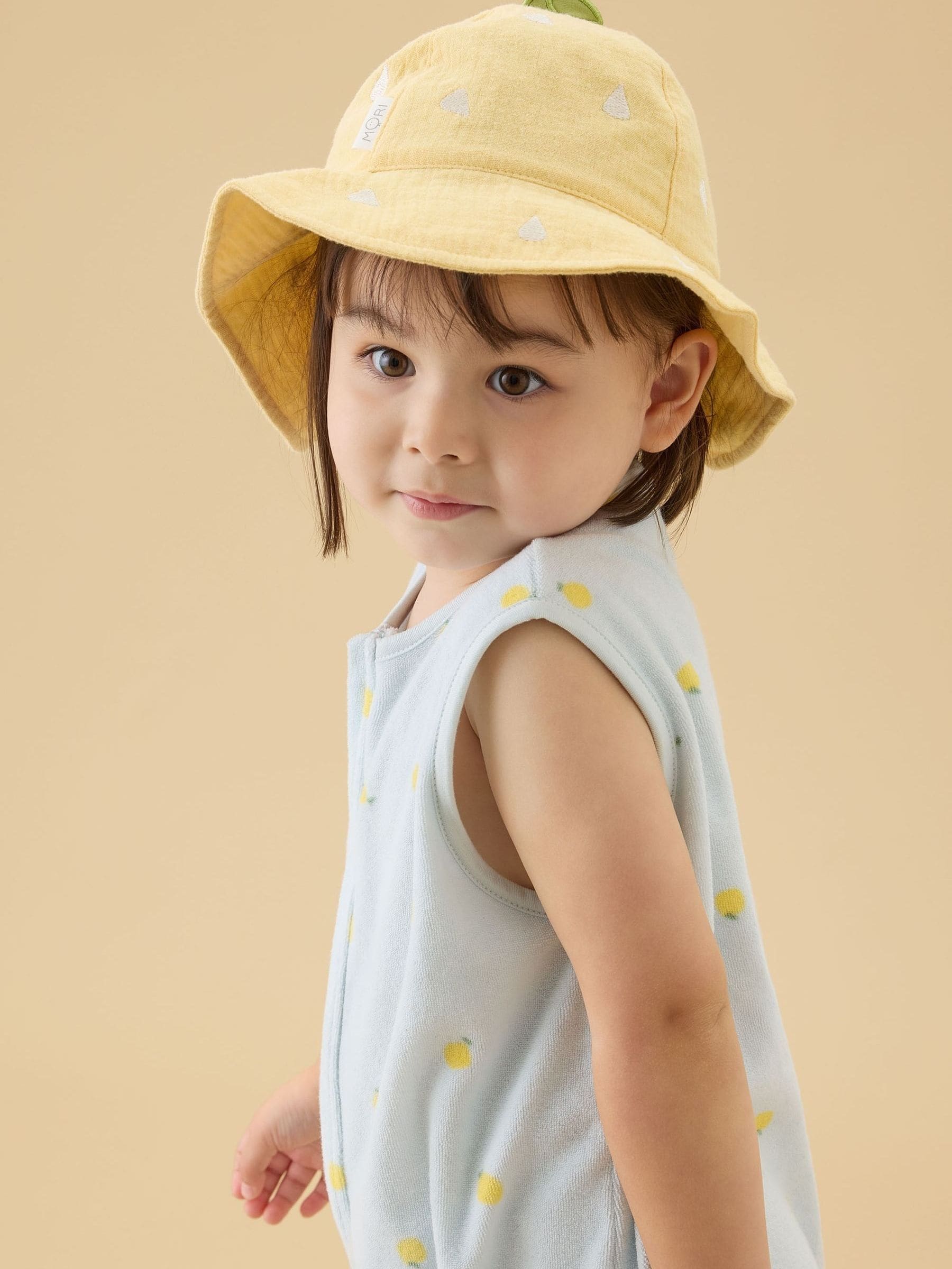MORI Blue Lemon Print Soft Towelling Romper image 3