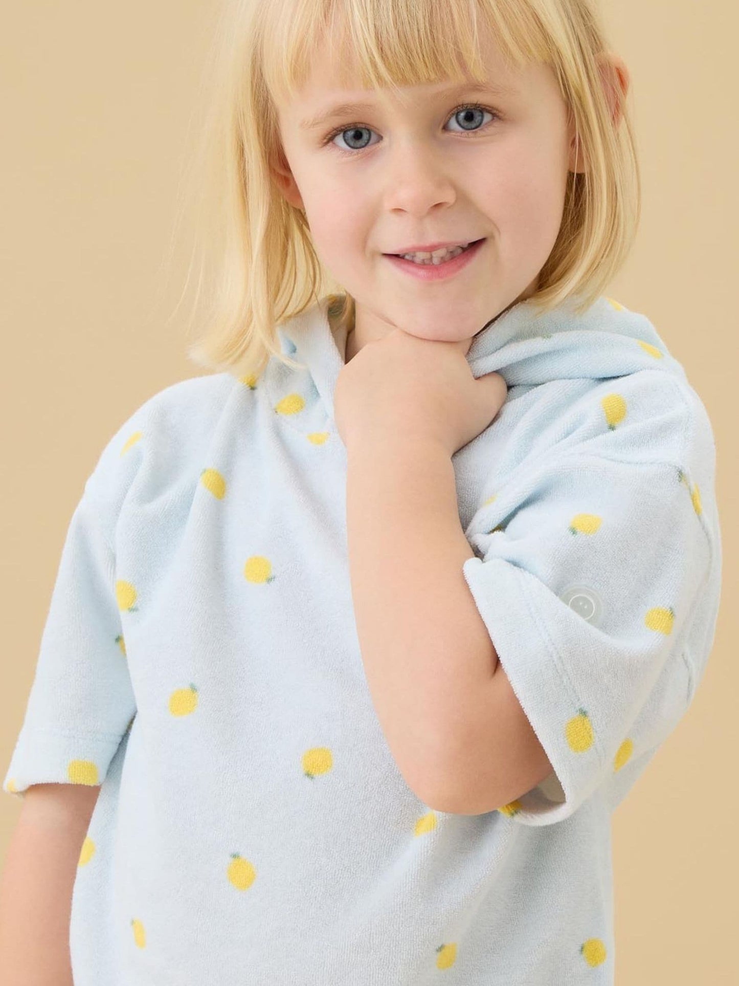 Dsiney Kidz - MORI Blue Lemon Print Soft Toweling Beach Hoodie image 1