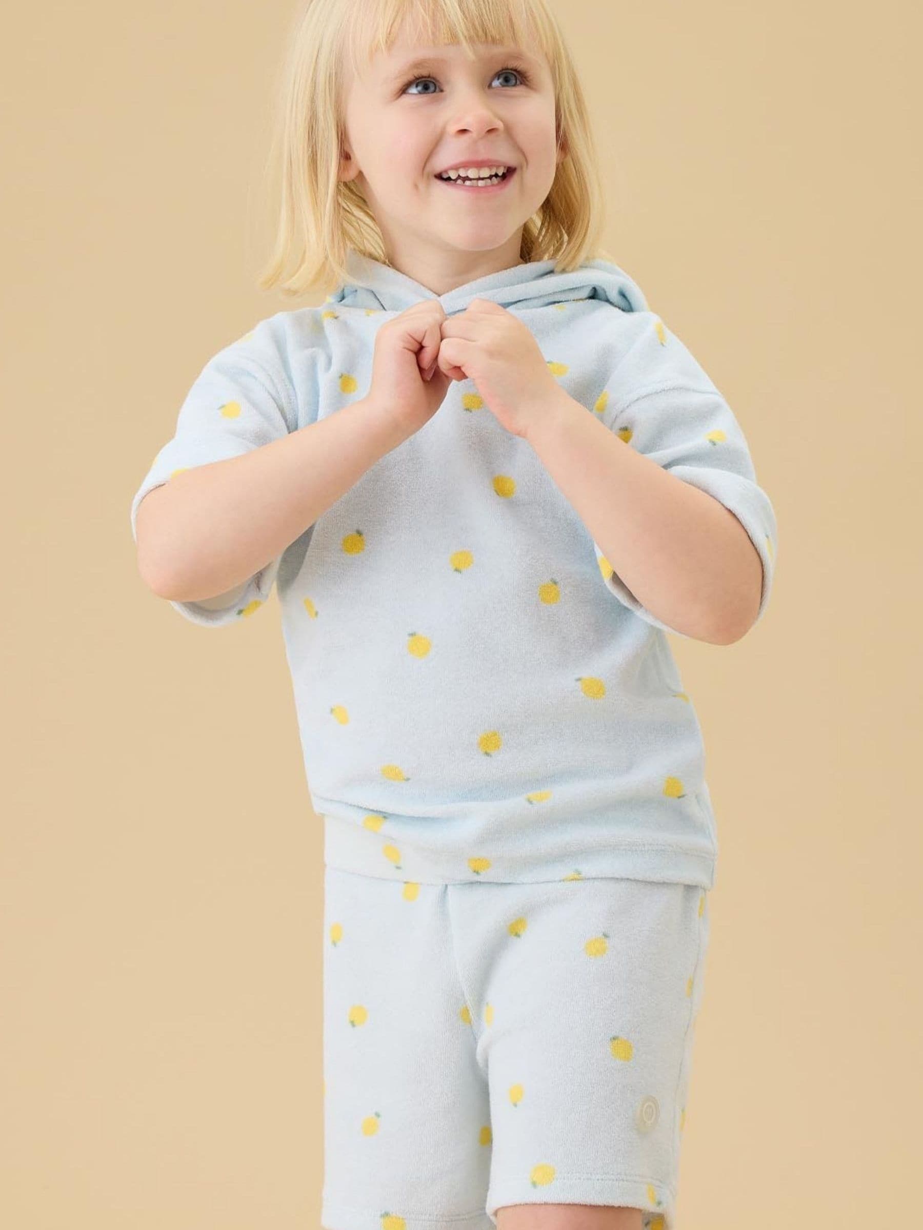 Dsiney Kidz - MORI Blue Lemon Print Soft Toweling Beach Hoodie image 2