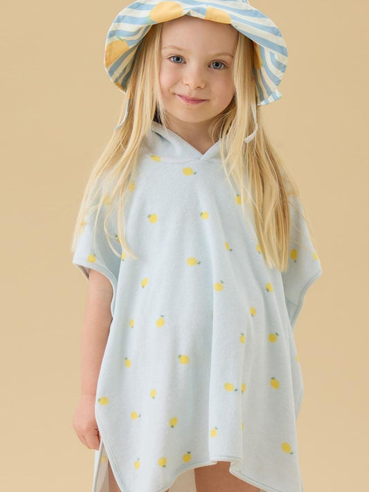 MORI Blue Lemon Print Soft Bath Poncho Towel image 1