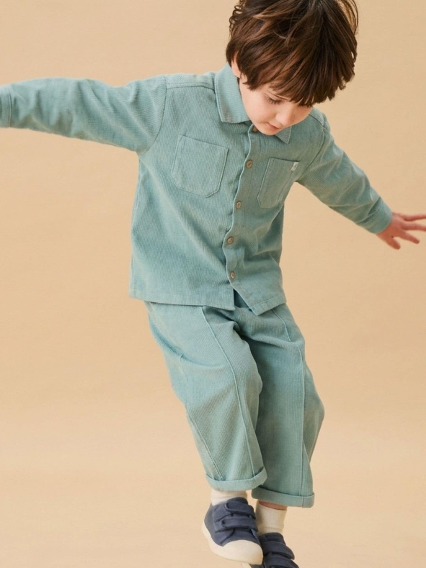 MORI Green Soft Cotton Corduroy Trousers image 1