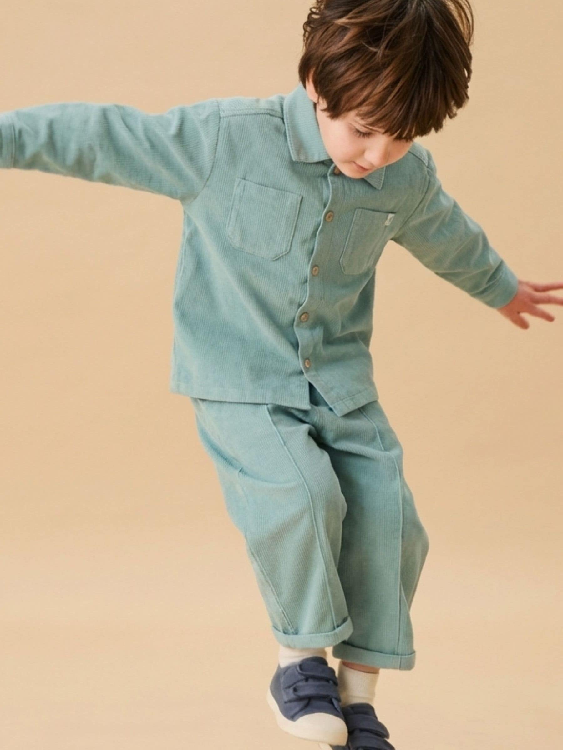 MORI Green Soft Cotton Corduroy Trousers image 1