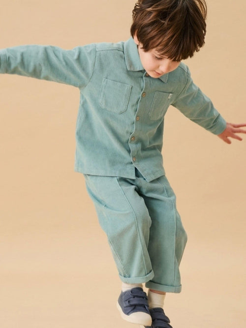 MORI Green Soft Cotton Corduroy Trousers image 1