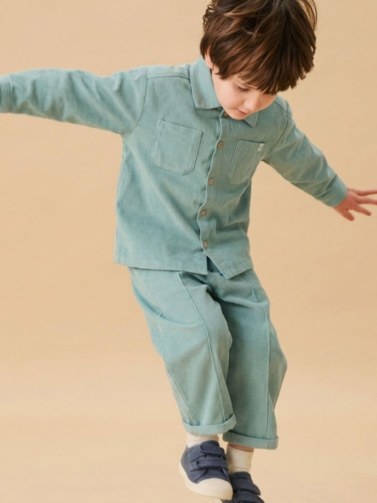 MORI Green Soft Cotton Corduroy Trousers image 1