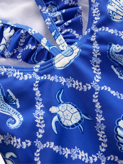 Boden Blue Hallie Frill Strap Swimsuit image 3
