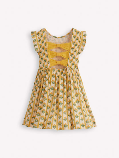 Boden Yellow Bow Back Flutter Sleeve Dress image 2