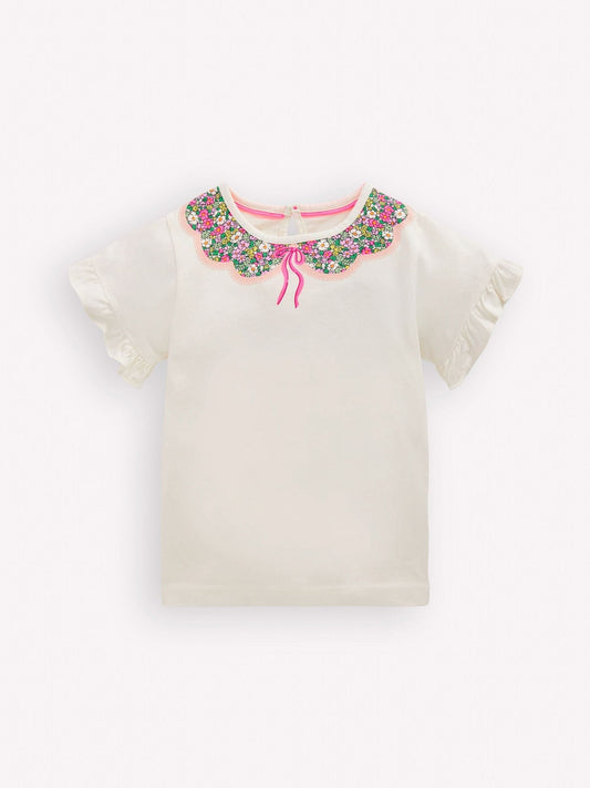 Boden Cream Pretty Frill T-Shirt image 1