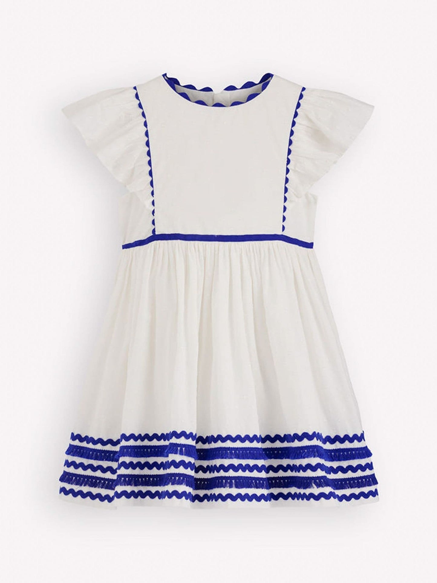 Boden Cream Flutter Sleeve Ric Rac Dress image 1
