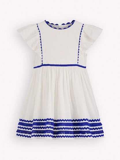 Boden Cream Flutter Sleeve Ric Rac Dress image 1