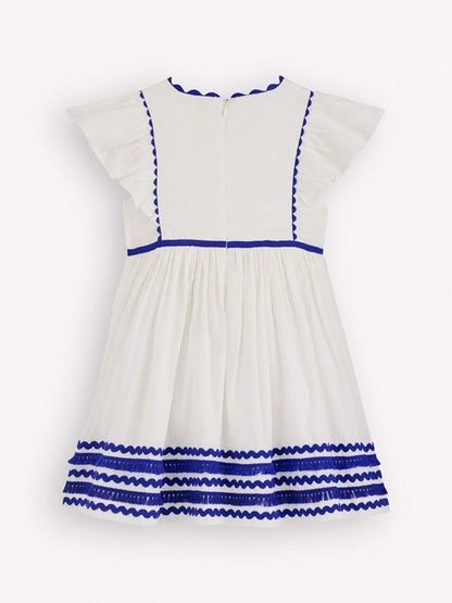 Boden Cream Flutter Sleeve Ric Rac Dress image 2