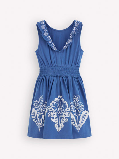 Boden Blue Embroidered V-back Dress image 2