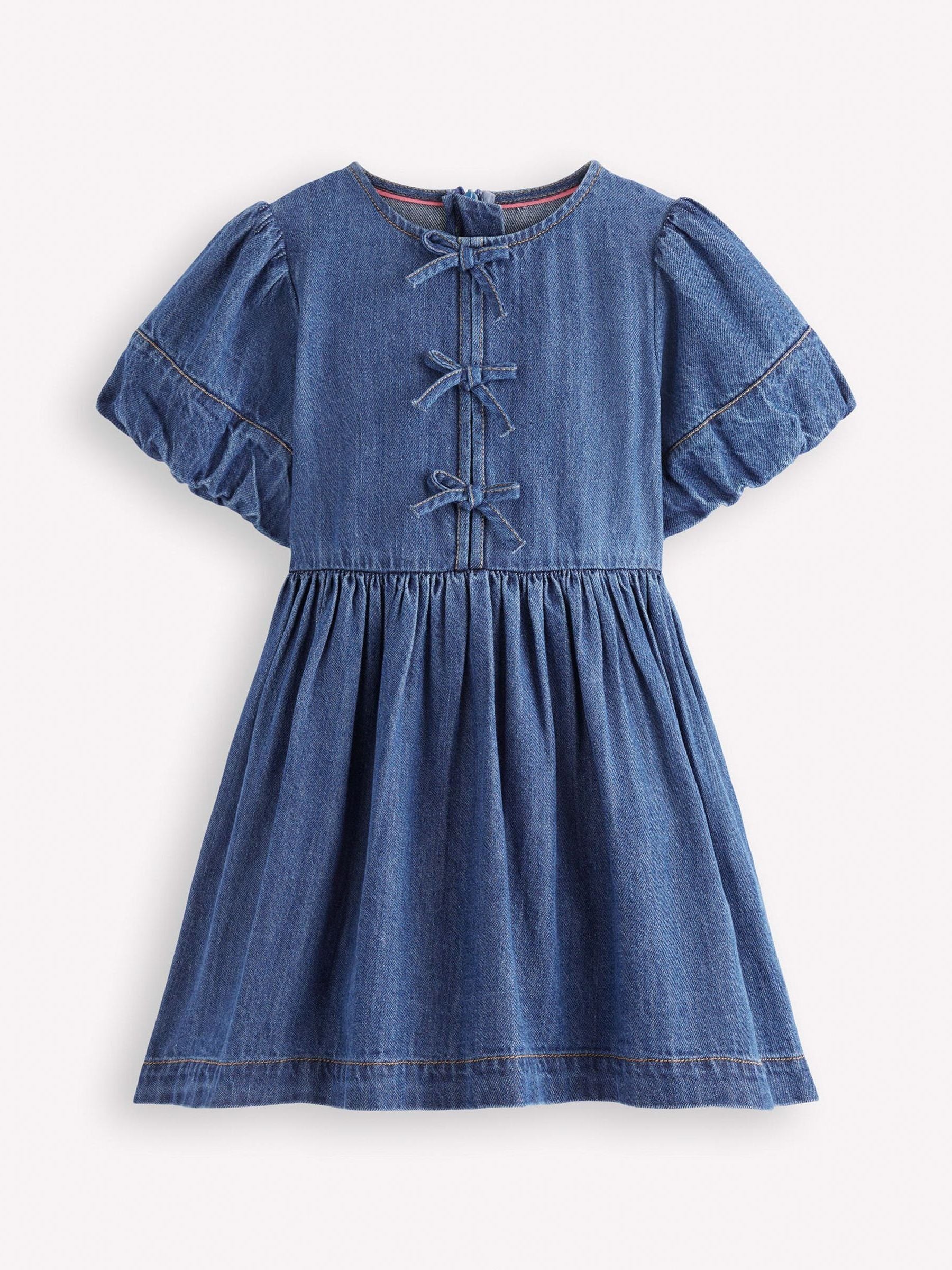 Boden Blue Bow Front Woven Dress image 1