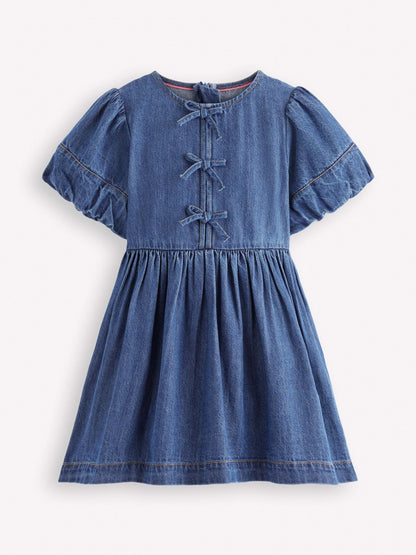 Boden Blue Bow Front Woven Dress image 1