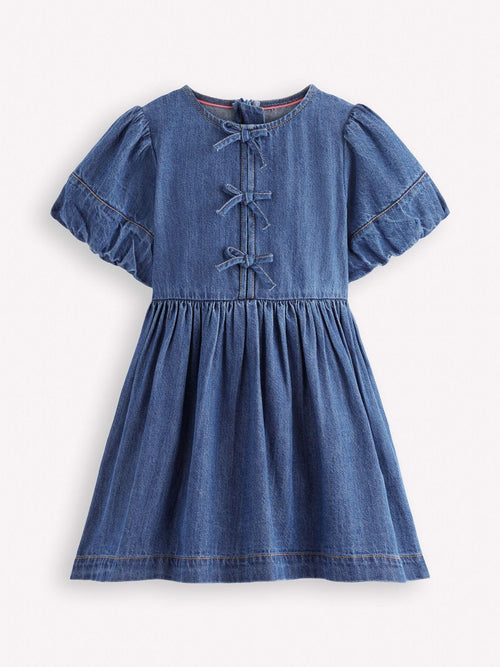 Boden Blue Bow Front Woven Dress image 1
