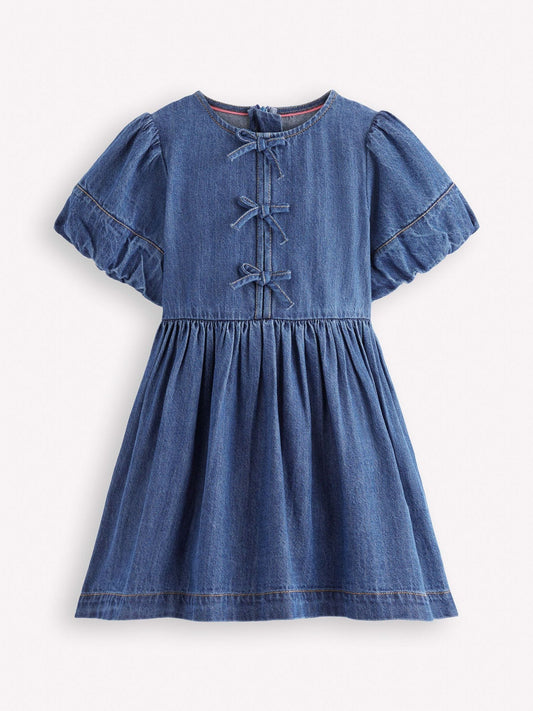 Boden Blue Bow Front Woven Dress image 1
