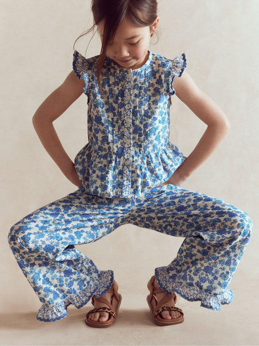 Boden Blue Frill Hem Trousers image 2