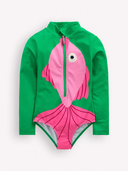 Boden Green Fun Long Sleeve Swimsuit image 1