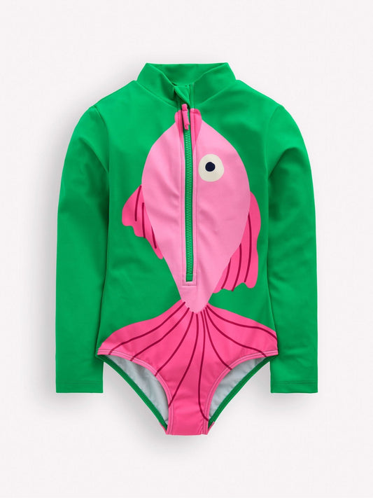 Boden Green Fun Long Sleeve Swimsuit image 1