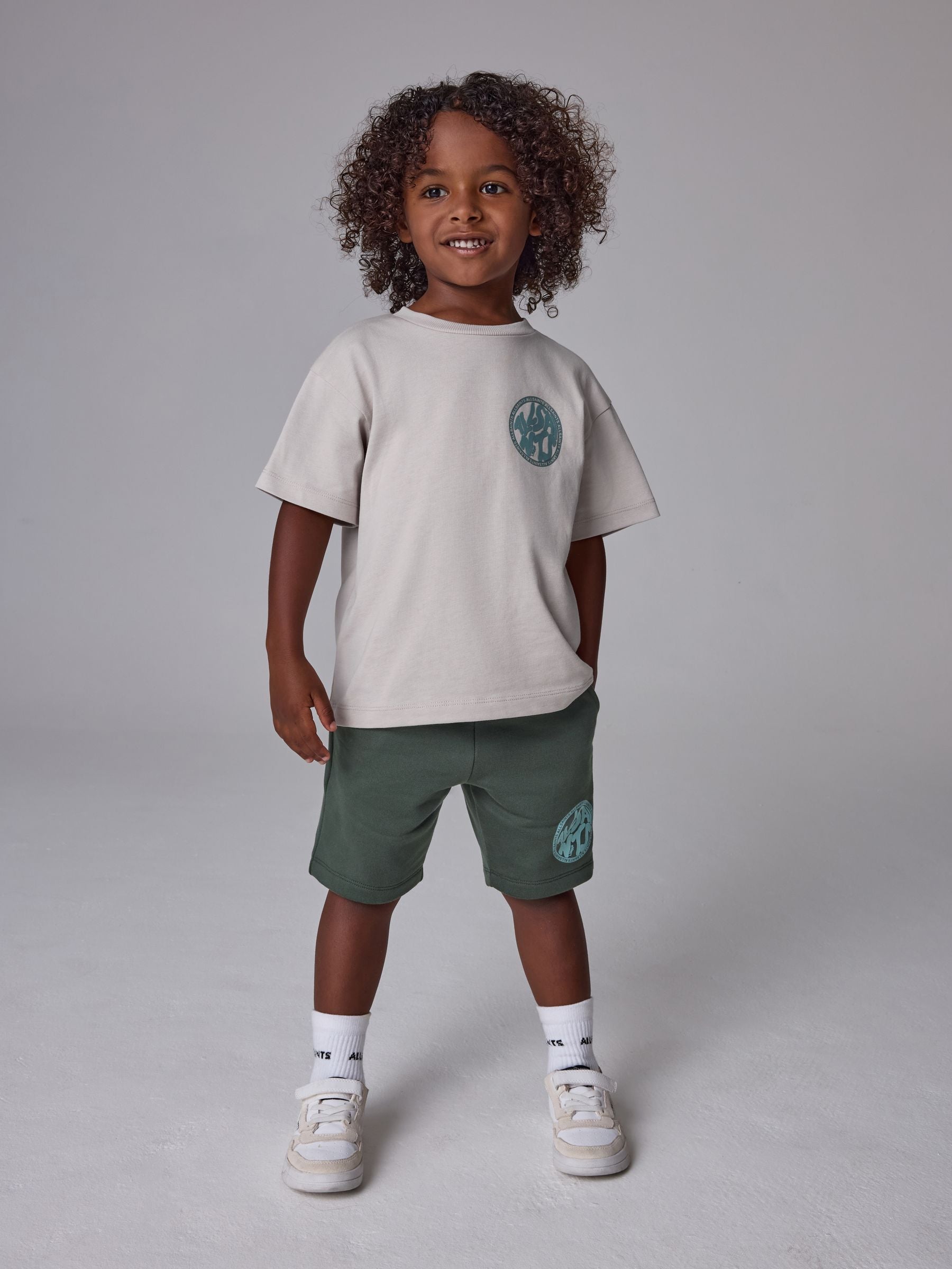 Dsiney Kidz - smALLSAINTS Neutral/Green Distortion T-Shirt and Sweat Short Younger Set image 1