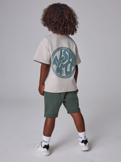 Dsiney Kidz - smALLSAINTS Neutral/Green Distortion T-Shirt and Sweat Short Younger Set image 3