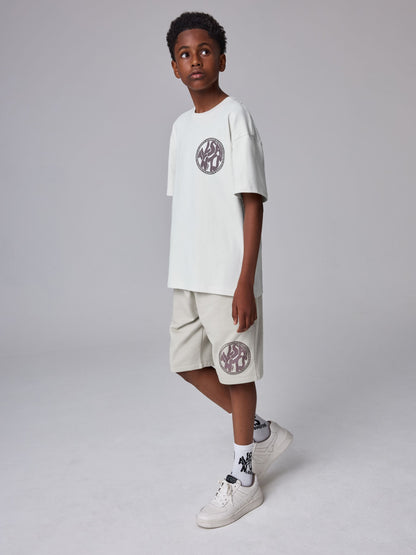 Dsiney Kidz - smALLSAINTS Neutral Distortion T-Shirt and Sweat Shorts Set image 1