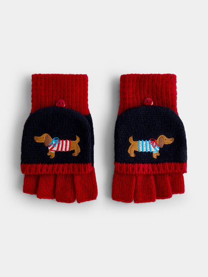 JoJo Maman Bébé Navy Dachshund Convertible Mittens - image 1