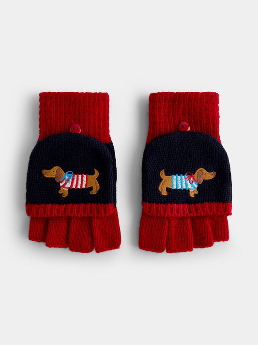 JoJo Maman Bébé Navy Dachshund Convertible Mittens - image 1