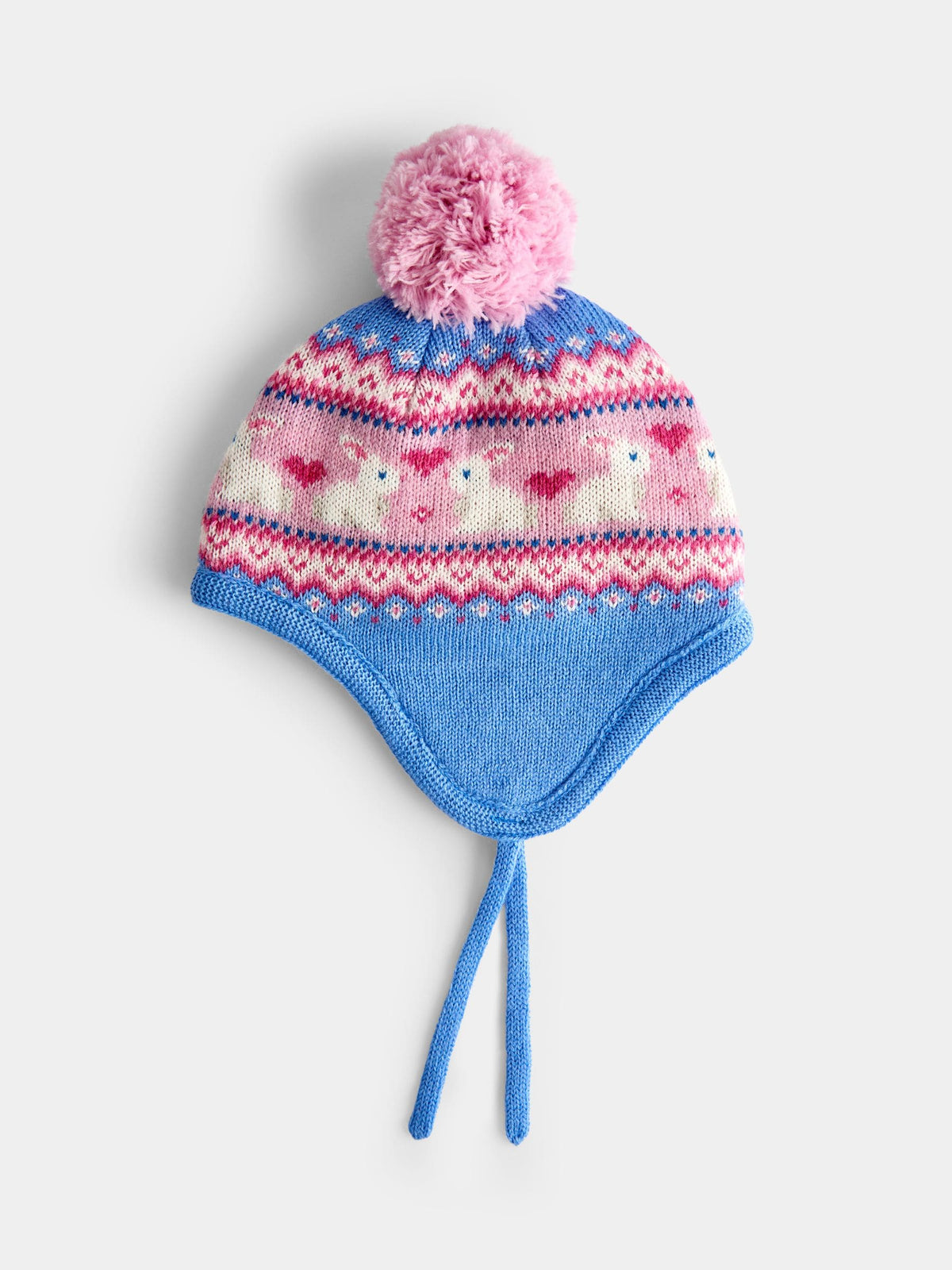 JoJo Maman Bébé Blue Bunny Pom Pom Knitted Hat - image 1
