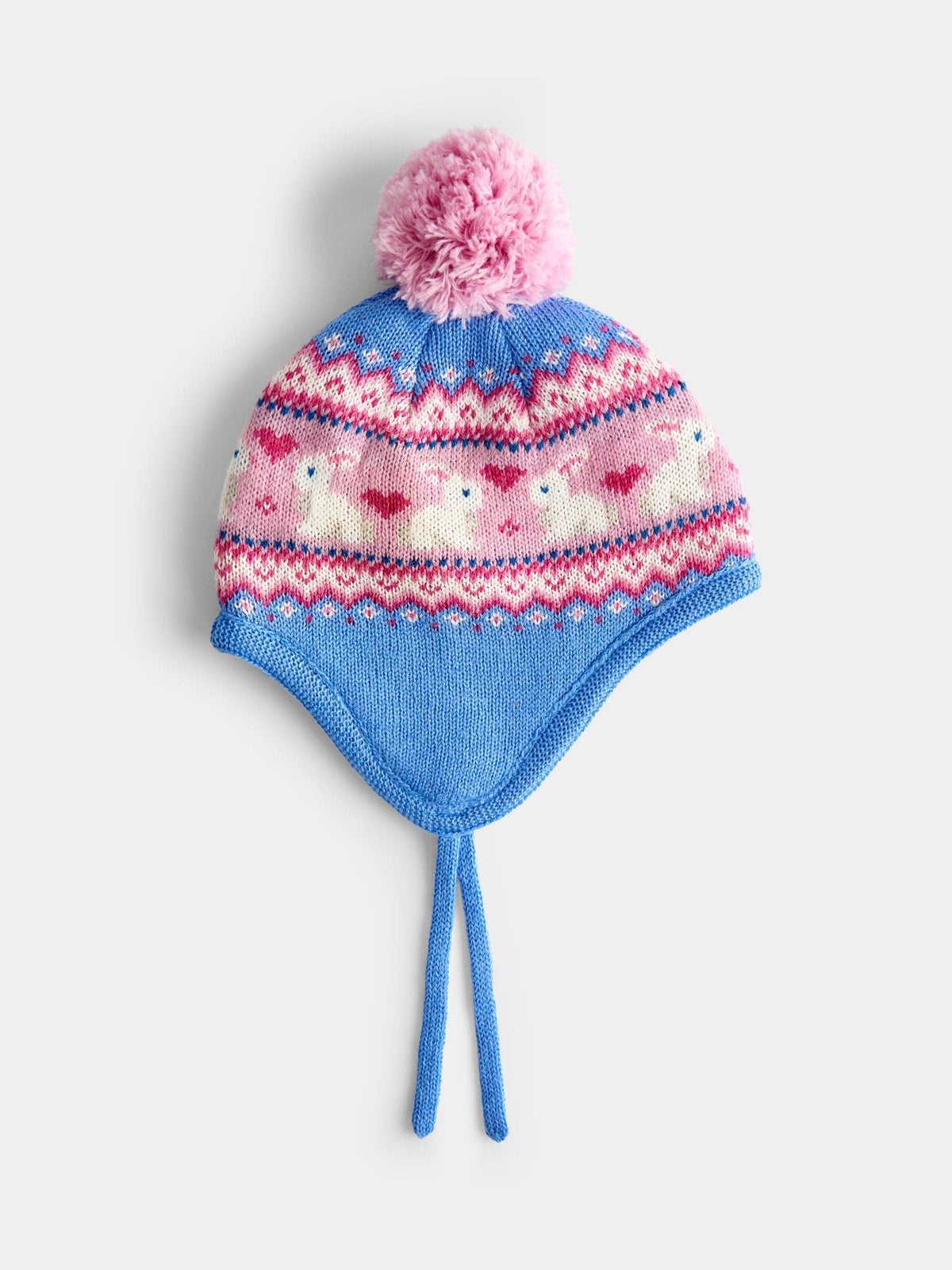 JoJo Maman Bébé Blue Bunny Pom Pom Knitted Hat - image 2