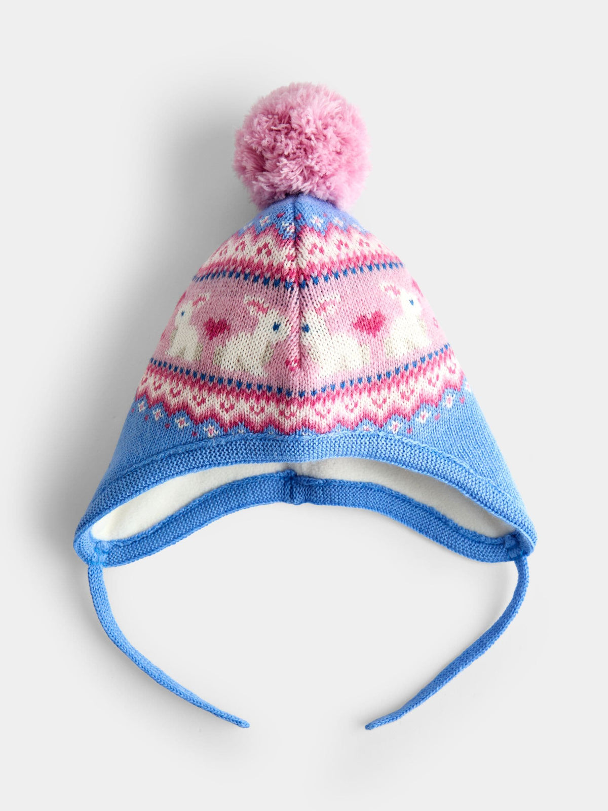 JoJo Maman Bébé Blue Bunny Pom Pom Knitted Hat - image 3