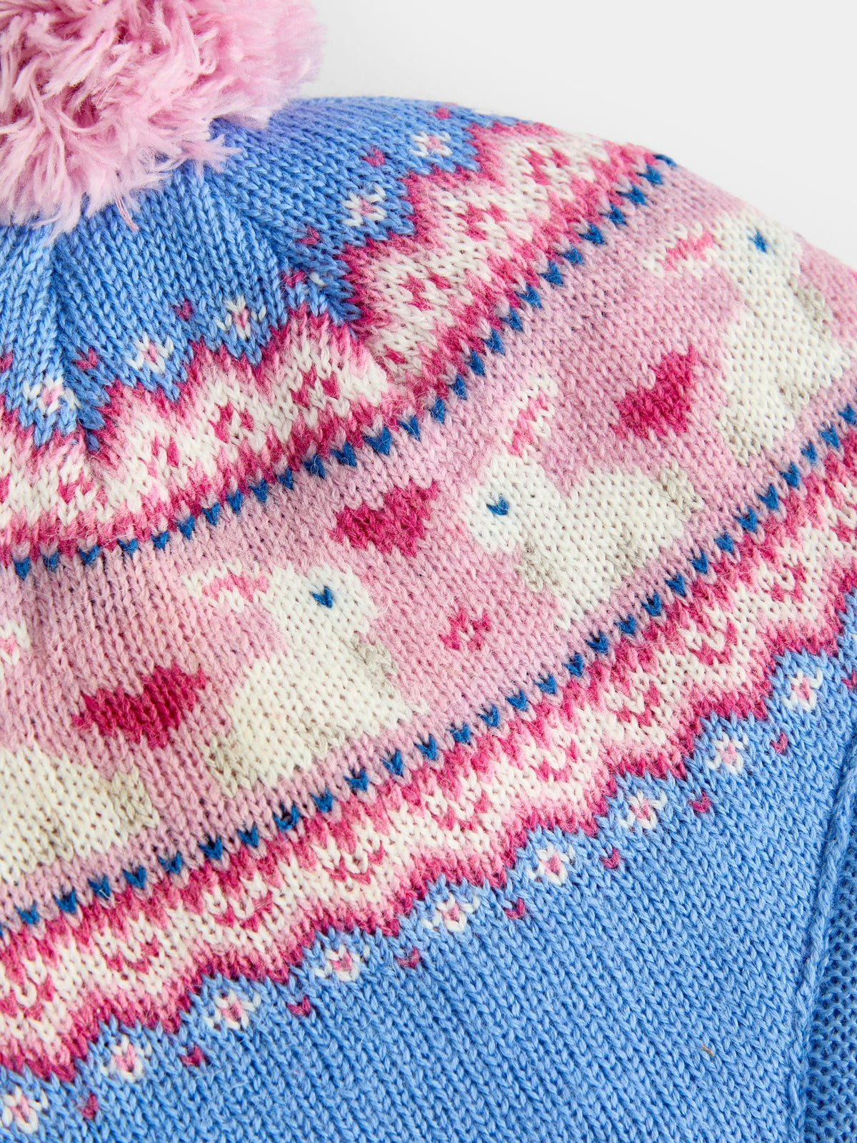 JoJo Maman Bébé Blue Bunny Pom Pom Knitted Hat - image 4