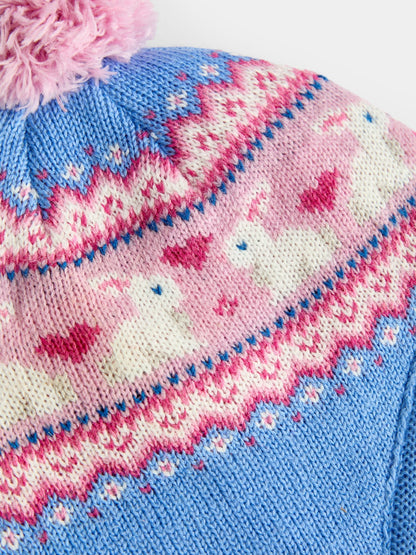 JoJo Maman Bébé Blue Bunny Pom Pom Knitted Hat - image 4